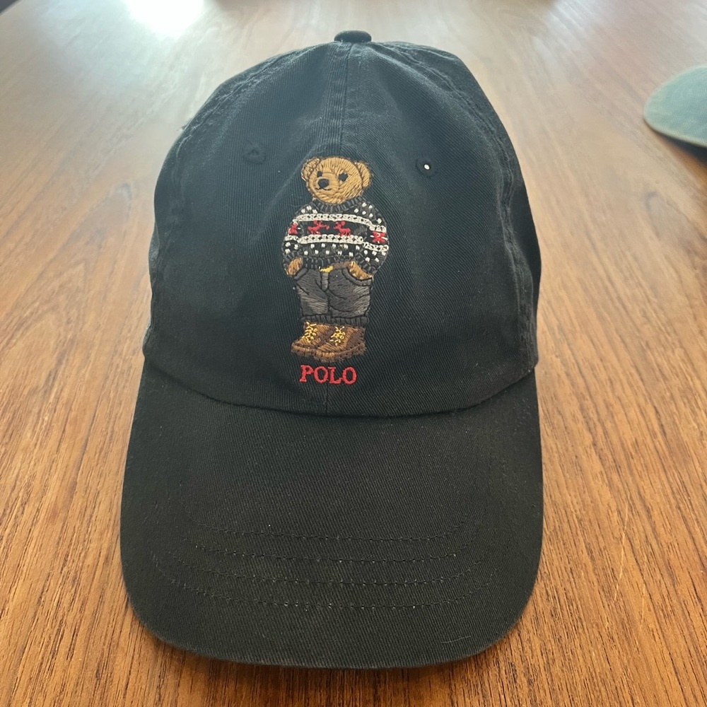 Polo by Ralph Lauren Black Cap with Bear Embroidery